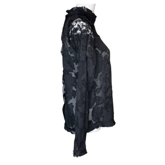 Rhapsodielle Women's Floral Lace Ruffled Mock Neck Coquette Whimsigoth Sz Med - Picture 3 of 7